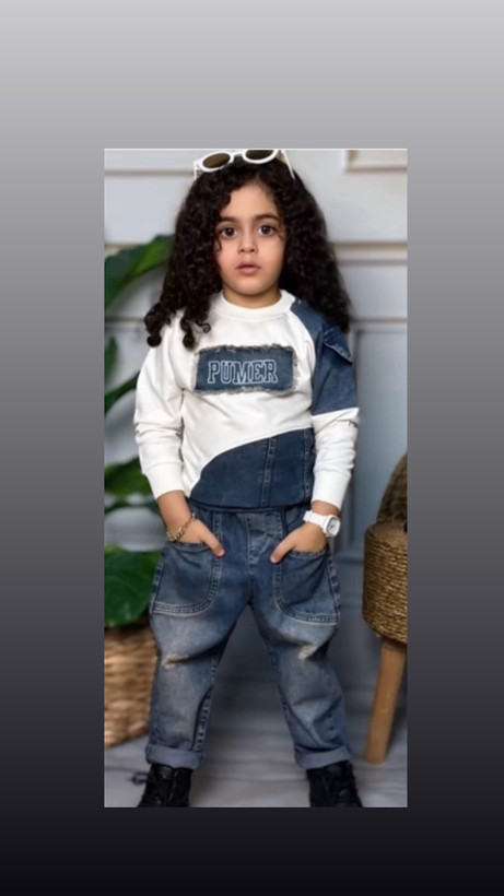 ست دورس پنبه و شلوار لی جین پامر پسرانه